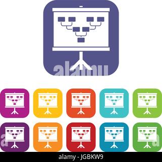 Soccer or football field scheme icons set flat Stock Vector