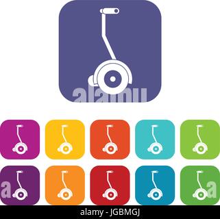 Electrical self balancing scooter icons set flat Stock Vector