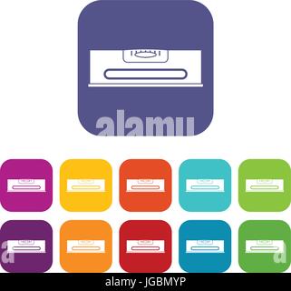 Building level icons set flat Stock Vector