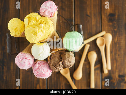 Top view of ice cream cones Stock Photo