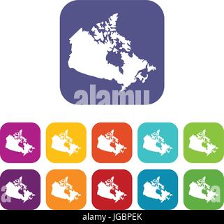 Canada map icons set flat Stock Vector