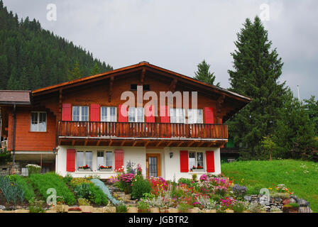 chalet in Murren, Bernese Oberland, Switzerland Stock Photo