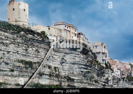 The cliffs of Bonifacio,King of Aragon staircase Stock Photo