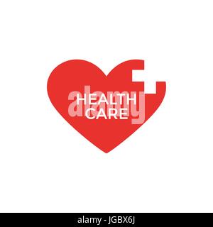 Digital vector pharmacy medical big red heart icon with drawn simple line art, flat style Stock Vector