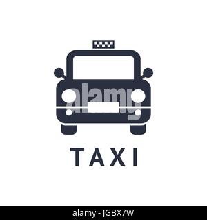 Digital vector black travel taxi transport car icon with drawn simple line art, flat style Stock Vector