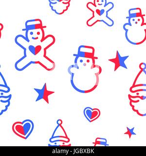 Digital vector yellow blue happy new year merry christmas icons with drawn simple line art info graphic, seamless pattern, presentation with toys and  Stock Vector