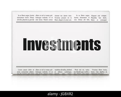 Currency concept: newspaper headline Investments Stock Photo