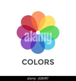 Digital vector color wheel spectrum flowe rainbow circle, flat style Stock Vector