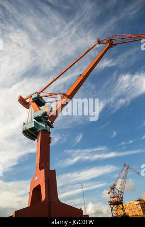 Cranes of Port in Gothenburg, Sweden Stock Photo