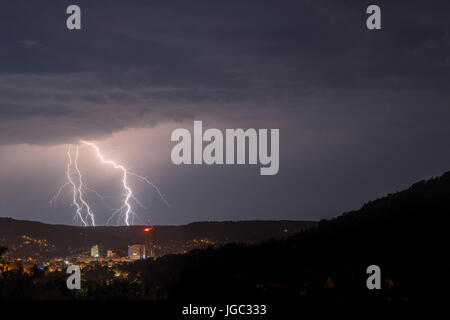 Thunderstorm over Jena, Thuringia, Germany Stock Photo