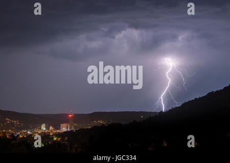 Thunderstorm over Jena, Thuringia, Germany Stock Photo