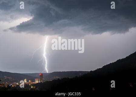 Thunderstorm over Jena, Thuringia, Germany Stock Photo