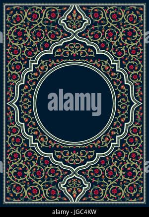 Prayer Book Cover Islamic Style With Floral Ornament Stock Vector