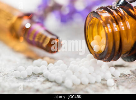 alternative medicine with homeopathic and herbal pills Stock Photo