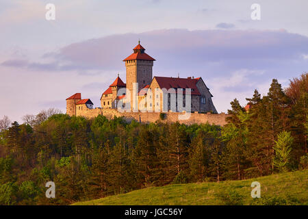 View to Wachsenburg castle near Holzhausen, Drei Gleichen, Thuringia, Germany Stock Photo