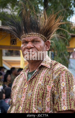 Portrait of Papuan man, Papua, Indonesia Stock Photo