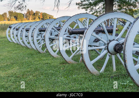 Line of cannons at Valley Forge National Historic Park, Pennsylvania Stock Photo