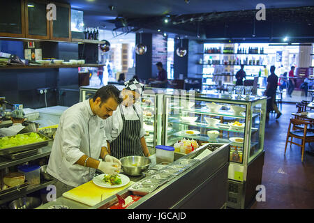 Mumbai, Maharashtra, India. 19th Apr, 2016. Mumbai - INDIA.A high end restaurant at Inorbit Mall at Mumbai.As a result of GST Restaurant food has become expensive.The new GST tax, designed to replace India's labyrinth of various levies found across the country's states with a uniform system and unite India into a single market, was launched by the country's prime minister Narendra Modi in a special session of parliament in New Delhi at the stroke of midnight 30 June 2017. Credit: Subhash Sharma/ZUMA Wire/Alamy Live News Stock Photo