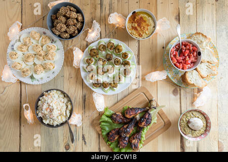 Overhead view of party food Stock Photo