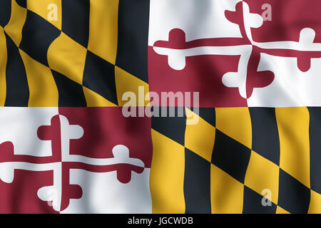 3d rendering of a Maryland State flag icon. Isolated on white ...