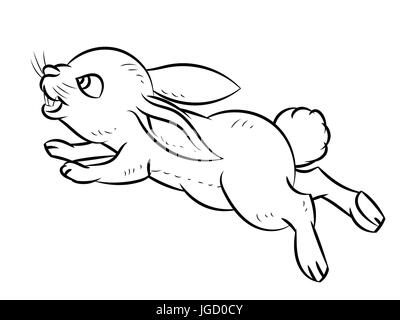 Hand drawn sketch of Rabbit isolated, Black and White Cartoon Vector Illustration for Coloring Book - Line Drawn Vector Stock Vector