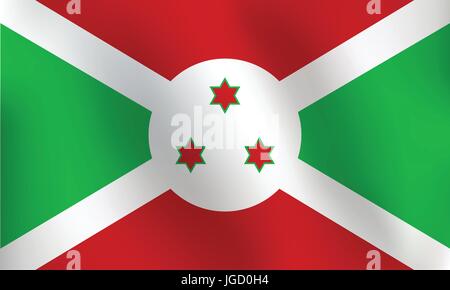 Flag of Burundi with a little Waving, Shading & Flag Colors separated layers - Vector Illustration Stock Vector