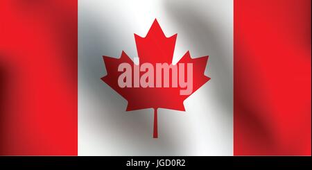 Flag of Canada with a little Waving, Shading & Flag Colors separated layers - Vector Illustration Stock Vector