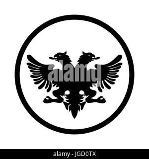 Symbol of Albania icon, iconic symbol inside a circle, on white background. Vector Iconic Design. Stock Vector