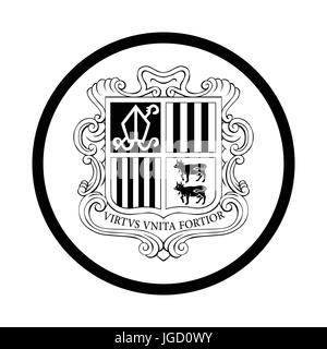 Symbol of Andorra icon, iconic symbol inside a circle, on white background. Vector Iconic Design. Stock Vector