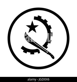Symbol of Angola icon, iconic symbol inside a circle, on white background. Vector Iconic Design. Stock Vector