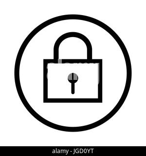 Lock icon, iconic symbol inside a circle, on white background. Vector Iconic Design. Stock Vector