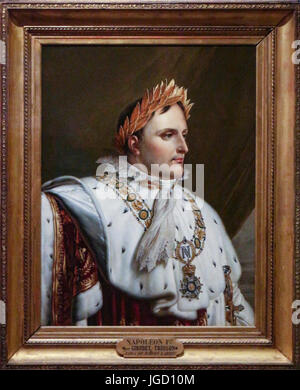 House of Bonaparte family,Ajaccio : portrait of Napoleon during his coronation by Girodet commissioned to paint 36 identical portraits of the emperor. Stock Photo