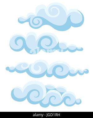 Clouds sky vector illustration cartoon pattern collection set Web site page and mobile app design vector element Stock Vector
