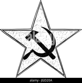 Hammer and sickle inside star- symbol of communism and Soviet Union Stock Vector