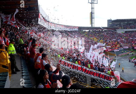 Santa Fe fans in the Campin Stadium, Bogota Stock Photo