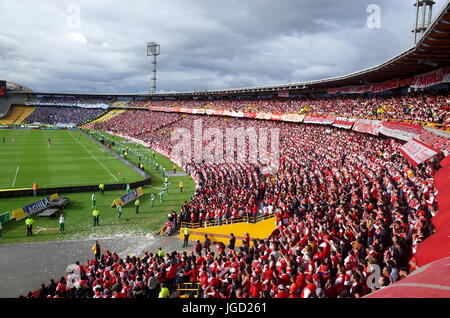 Santa Fe and Millonarios fans in the Campin Stadium, Bogota Stock Photo