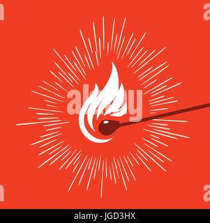 illustration art of a match being struck and lit Stock Vector
