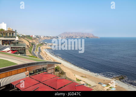Aerial View of Miraflores green Coast - Lima, Peru Stock Photo