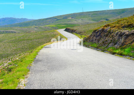 Empty road in the high mountains. Portugal Stock Photo