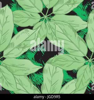 Tropical flowers, palm leaves, jungle , Beautiful seamless vector floral pattern with leopard skin background, exotic print Stock Vector