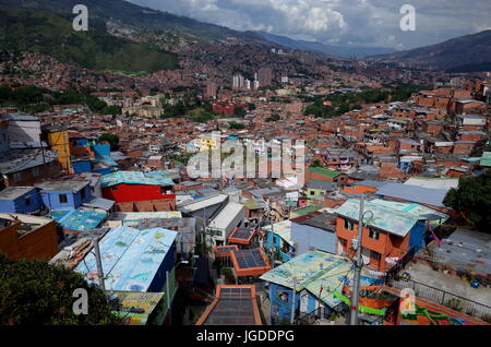 17TH DEC 2014, MEDELLIN, COLOMBIA - the Medellin escalators in the poor Comuna 13 represent the transformation the city has experienced from the most Stock Photo