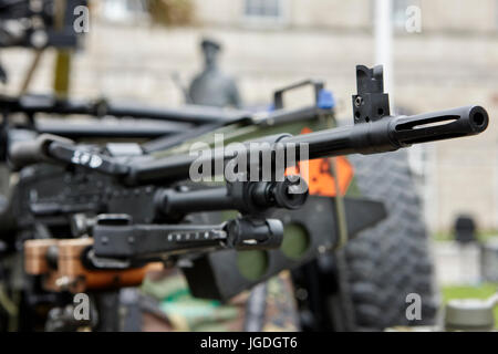 general purpose machine gun weapon mounted on a british army vehicle uk Stock Photo