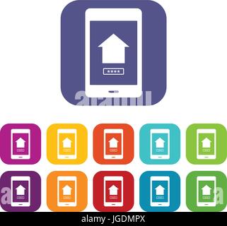 Working phone icons set flat Stock Vector