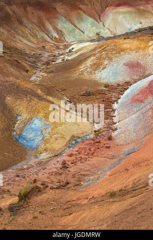 Seltun, geothermal field showing volcanic fumaroles, mud pots and hot springs, Reykjanes Peninsula, Iceland Stock Photo