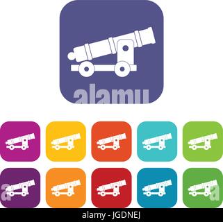 Cannon icons set flat Stock Vector
