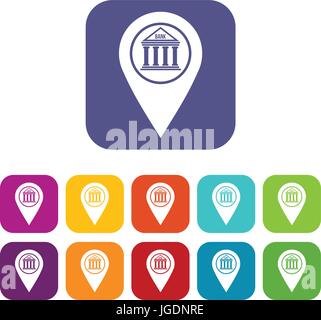 Map pin icons set flat Stock Vector