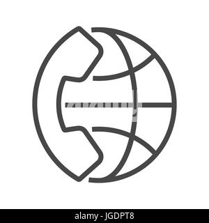 International Call Thin Line Vector Icon. Flat icon isolated on the white background. Editable EPS file. Vector illustration. Stock Vector