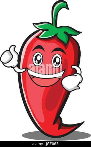 Enthusiastic red chili character cartoon Stock Vector