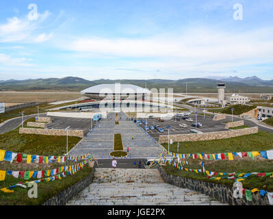 Daocheng, China - Aug 15, 2016. Daocheng Yading Airport. It is the World's highest civilian airport located 4,411m above sea level, serving Daocheng C Stock Photo