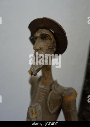 Don Quixote De La Mancha wooden vintage statue of the literary character from Cervantes Stock Photo